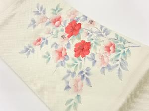 手描き山茶花模様刺繍名古屋帯